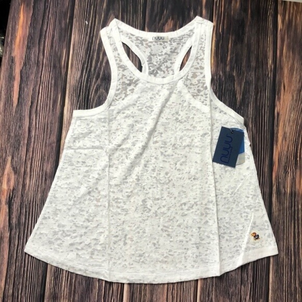 NUYU KU Kansas University Jayhawks‎ White Burnout Tank Top NEW Size Small